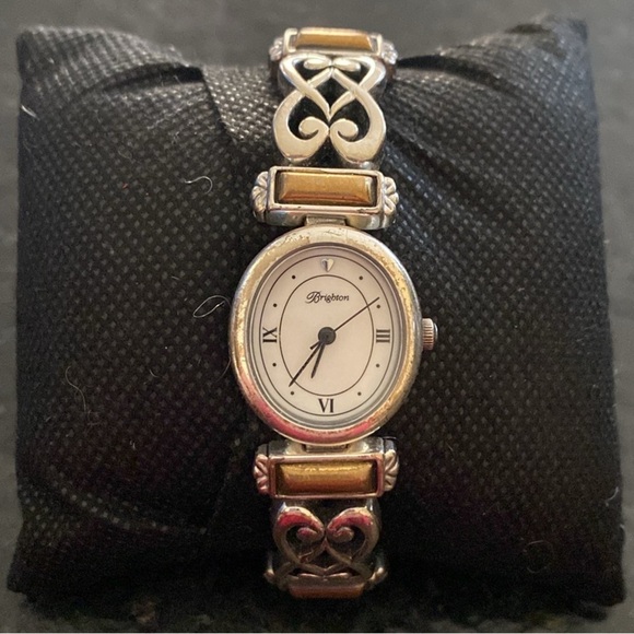 Brighton Accessories - Brighton Champagne silver and gold leather banded watch‎